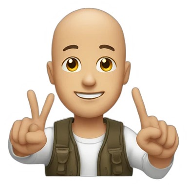 bald guy doing peace sign sticker