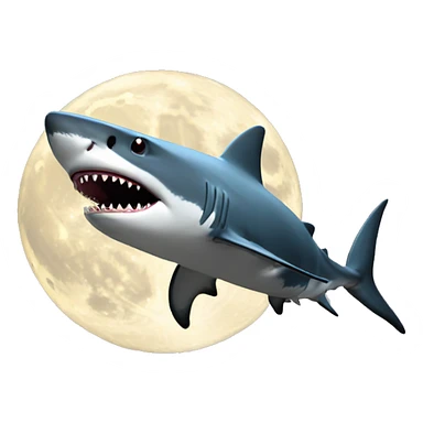 shark landing in the moon sticker