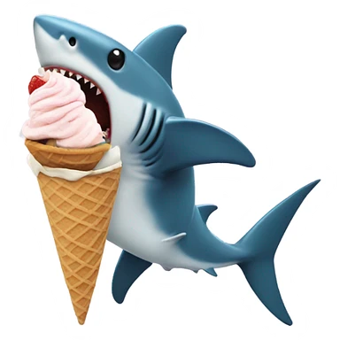 Shark eating an ice cream sticker