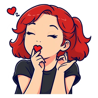 red headed girl blowing kisses sticker