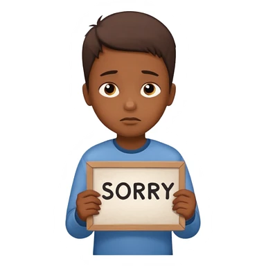 Boy with sign written sorry bhasha Don sticker