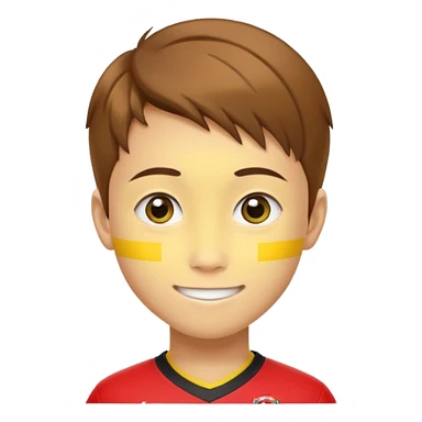 - Nam
- 15 tuổi
- Da vàng
- Tóc nâu, ngắn vuốt chéo bên trái
- Mặt bầu bĩnh, Cười mỉm, Mắt to
- Áo bóng đá màu đỏ
 sticker