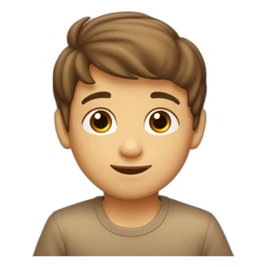 un niño con pelo liso y cafe castaño claro con ojos azules sticker