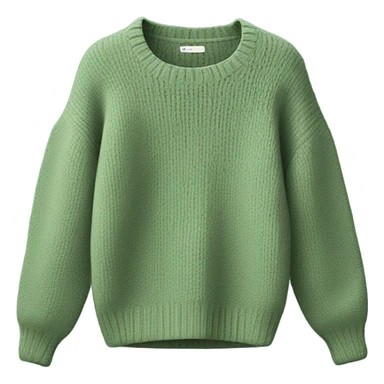 Sage and green cropped oversize wool sweater, isolated sticker