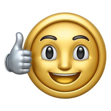 Create silver color emoji with likes thumbs  sticker