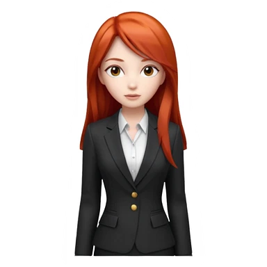 3D animated female character with long straight red hair, sharp eyes, slim face, stylish modern outfit, confident expression, K-pop inspired animation style." sticker
