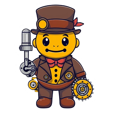 Steampunk Freddy with mechanical parts sticker