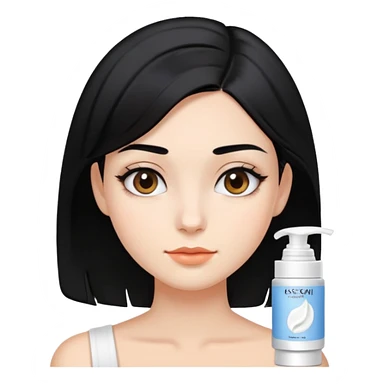 Girl with short hair Short shoulder-length black hair with face cream applied  sticker