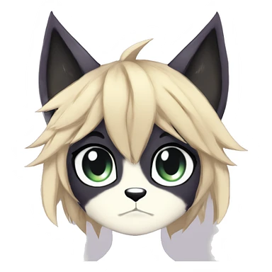 Anthro Dark Beautiful Shiny Edgy Cool Shy Grumpy FurSona Feline-Bat-Fakemon Long Emo Hai-bangs  Vtuber Model sticker