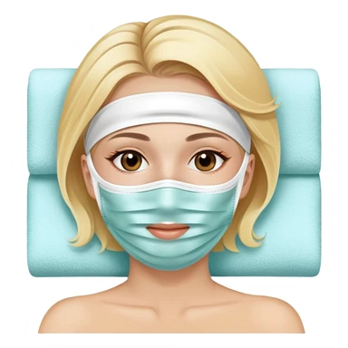 Lady with face mask spa beauty full face relaxing with blonde hair sticker