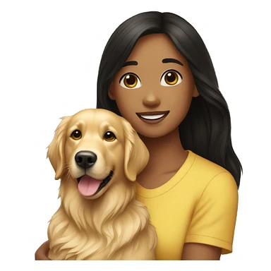 Golden retriever with a black haired teen girl sticker