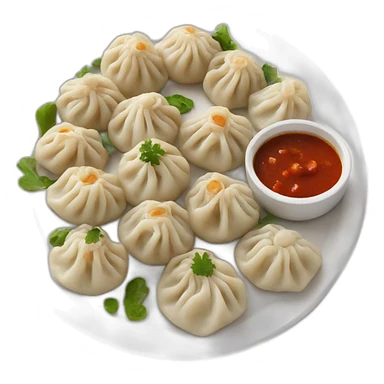 Plate of momos with chutney  sticker