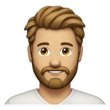 Man with bun and beard with brown hair sticker