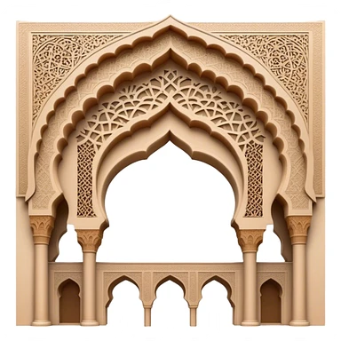 Cinematic Realistic Alhambra Landmark Emoji, capturing the intricate Moorish architecture, ornate arches. sticker