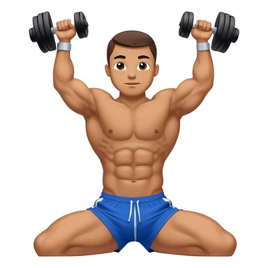 bodybuilder in blue shorts doing sit-ups sticker