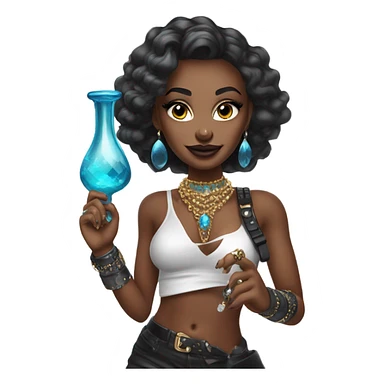 baddie holding a genie bottle sticker