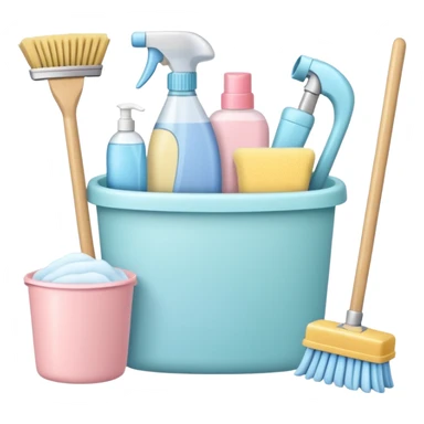 Realistic cleaning essentials with natural color sticker