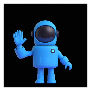 Among Us crewmate, blue color, waving, simple background sticker