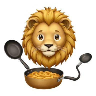 Lion holding frying pan sticker