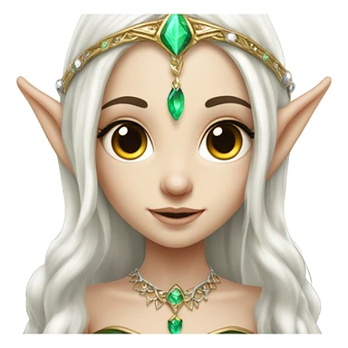 elf princess with pointy ears, white skin, dark hair with jewellery,  sticker