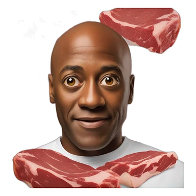 Ainsley Harriott hiding in some meat sticker