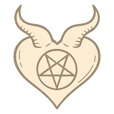 beige heart satanic, remove background sticker