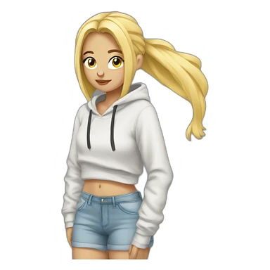 Blonde girl hoodie tied around her waist sticker