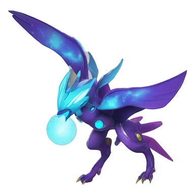 Celestial Neon Colors Vibrant Colors Flying Futuristic Fakémon-Legendary-Pokémon-Creature Full Body sticker