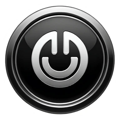 Minimalistic metallic power button emoji, perfect circle, black and white reflective metal, thin glowing outline, flat futuristic design

 sticker