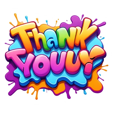 Graffiti the word thank you sticker
