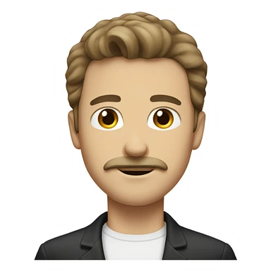 White guy with white mustache and straight brown hair sticker