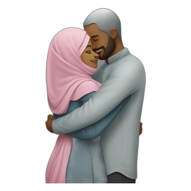 Hijab women and man hug sticker