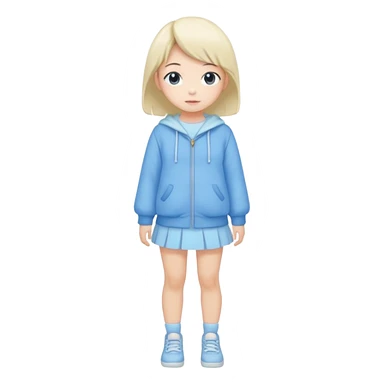 Kawaii girl Japanese full body blue pastel sticker