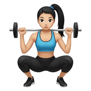 Women with long black ponytail doing a squat with no weights sticker