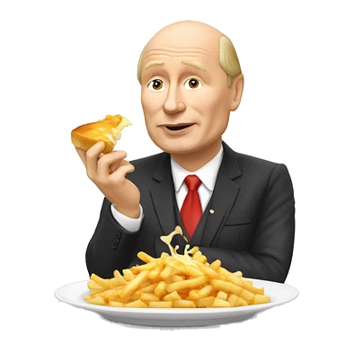 Vladimir poutine qui mange une poutine sticker