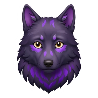 sad black wolf with purple pattern sticker