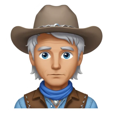 A handsome cowboy with messy silver hair and blue eyes. sticker