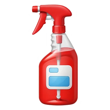 red spray bottle with label sticker