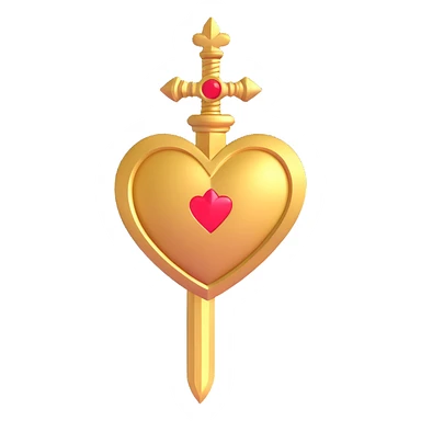 golden heart with a golden dagger crossing it, highly detailed sticker