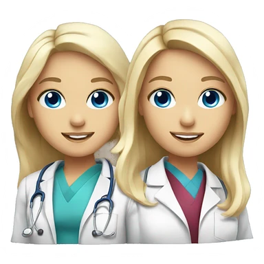 Medical students 2 girls one with blonde hair and blue eyes and the second one blonde with gray eyes  sticker