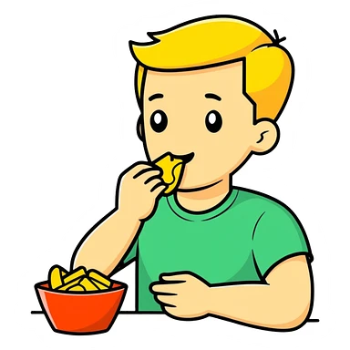 white man eating chips sticker