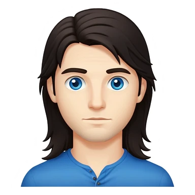 Northern italian young guy with long dark hair and blue eyes sticker