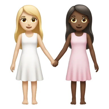 Two girls holding hands, white skin sticker