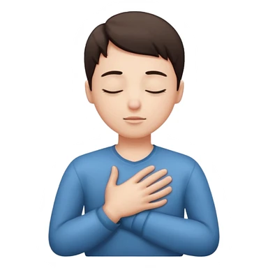 una mano en pecho ojos cerrados sticker