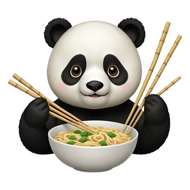 panda eating noodle sticker