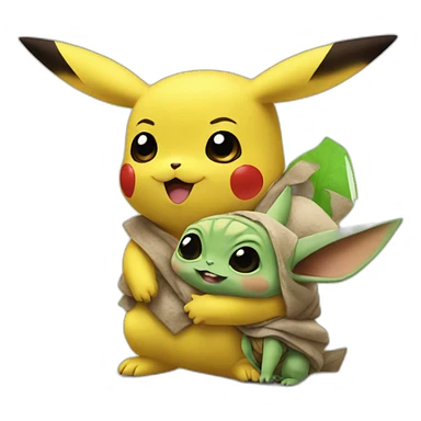 Pikachu and baby yoda sticker
