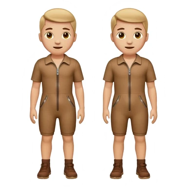 create an emoji that wears a short sleeve short jumpsuit in color brown with seamless zipper sticker