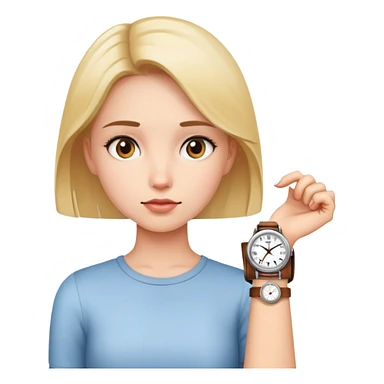 A girl with a watch looking at it sticker