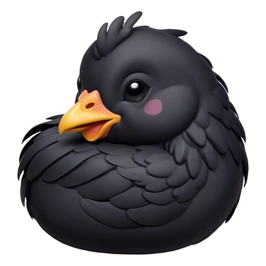 Meme-Worthy Cute Sleeping Black Chicken Portrait Emoji, Head resting peacefully with a contented smile, showcasing a delightfully compact build and a luxuriously soft black plumage, eyes shut in a serene, restful nap, Simplified yet hilariously adorable features, highly detailed, glowing with a soft, drowsy light, high shine, relaxed and utterly lovable, stylized with an air of playful laziness, bright and heartwarming, soft glowing outline, capturing the essence of a comically sleepy chicken, so meme-worthy it feels like it could instantly become the next viral sensation of adorable slumber! sticker