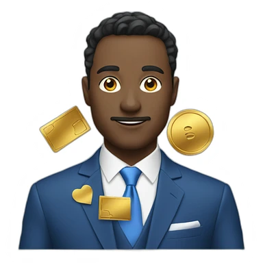Posh-man-with-blue-suit-holding-gold-card sticker